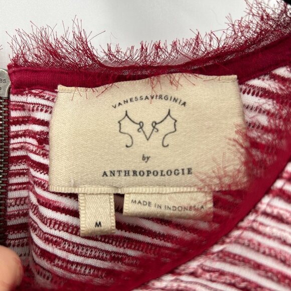 ANTHROPOLOGIE Vanessa Virginia Indira Red White Striped Textured Tank Medium - Picture 5 of 7